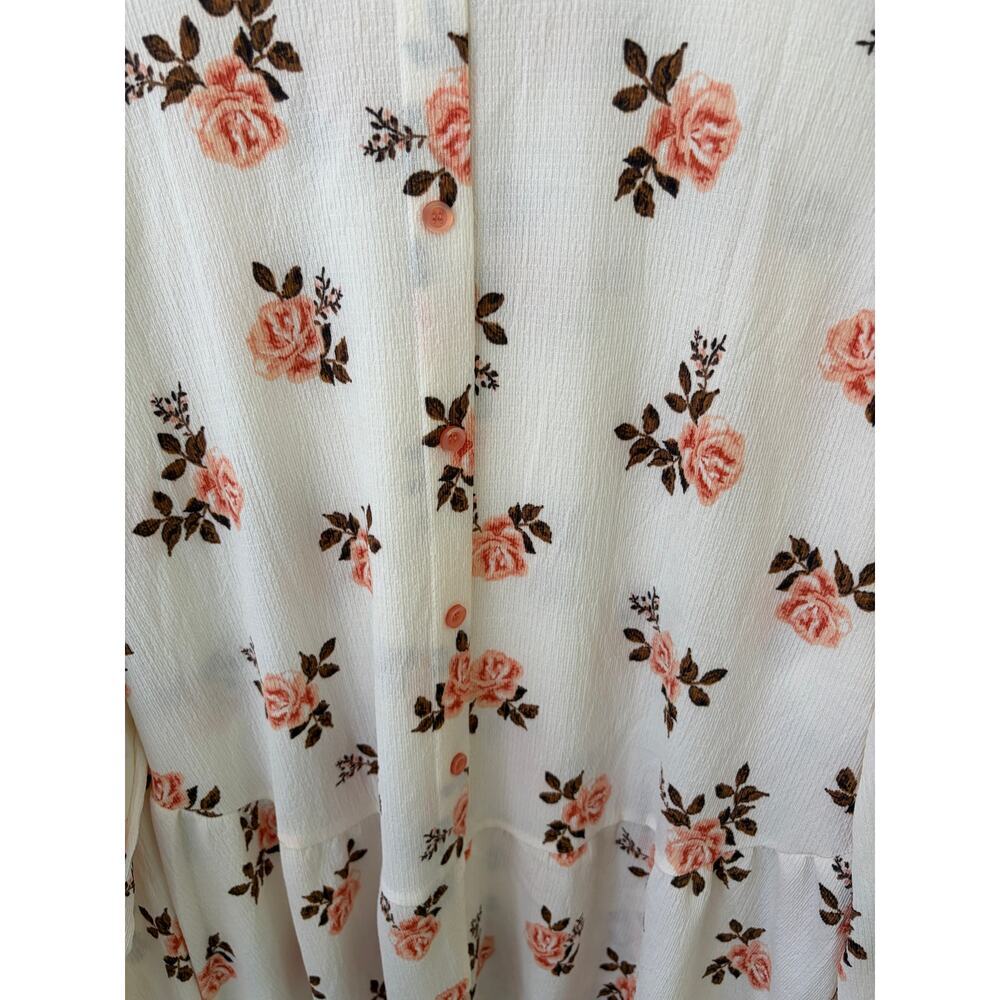NWT LuLaRoe Vivian Floral Long Sleeve Top XL Cream Pink Rose Print Boho - Picture 10 of 10